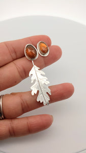 Convertible Garnet Oak Leaf Earrings