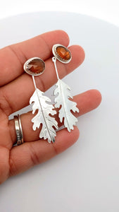 Convertible Garnet Oak Leaf Earrings